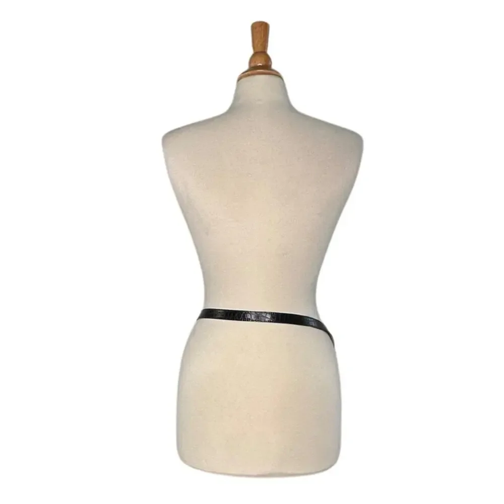 Talbots Genuine Leather Black Tan Belt Silver Buckle Plus Size Made in Italy